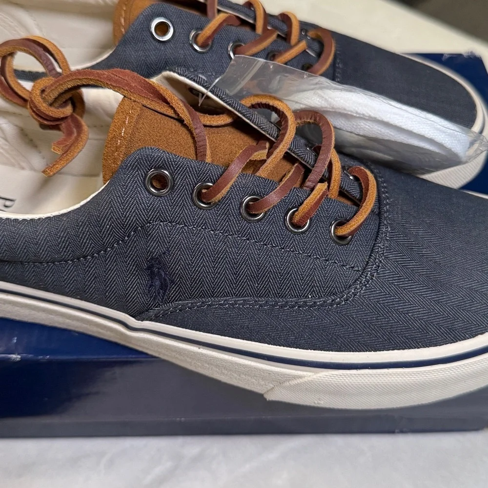 Polo Ralph Lauren Keaton Suede Trim Herringbone Sneakers- Size 8.5